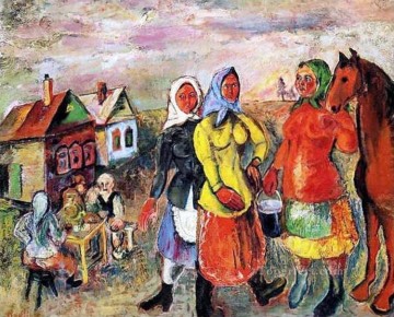 ロシア Painting - ロシアの村で 1926 ロシア語